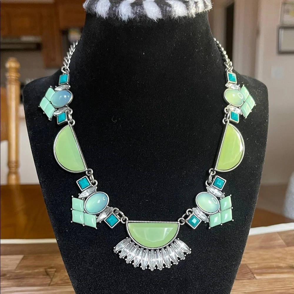 Lia Sophia Mint Green and Silver Statement Necklace - Picture 2 of 5